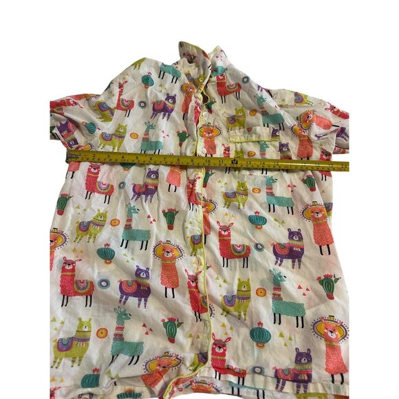 Womens Mahogany Llama Print Drawstring Pajama Set S & llama Plush Cotton lounge - Picture 9 of 10